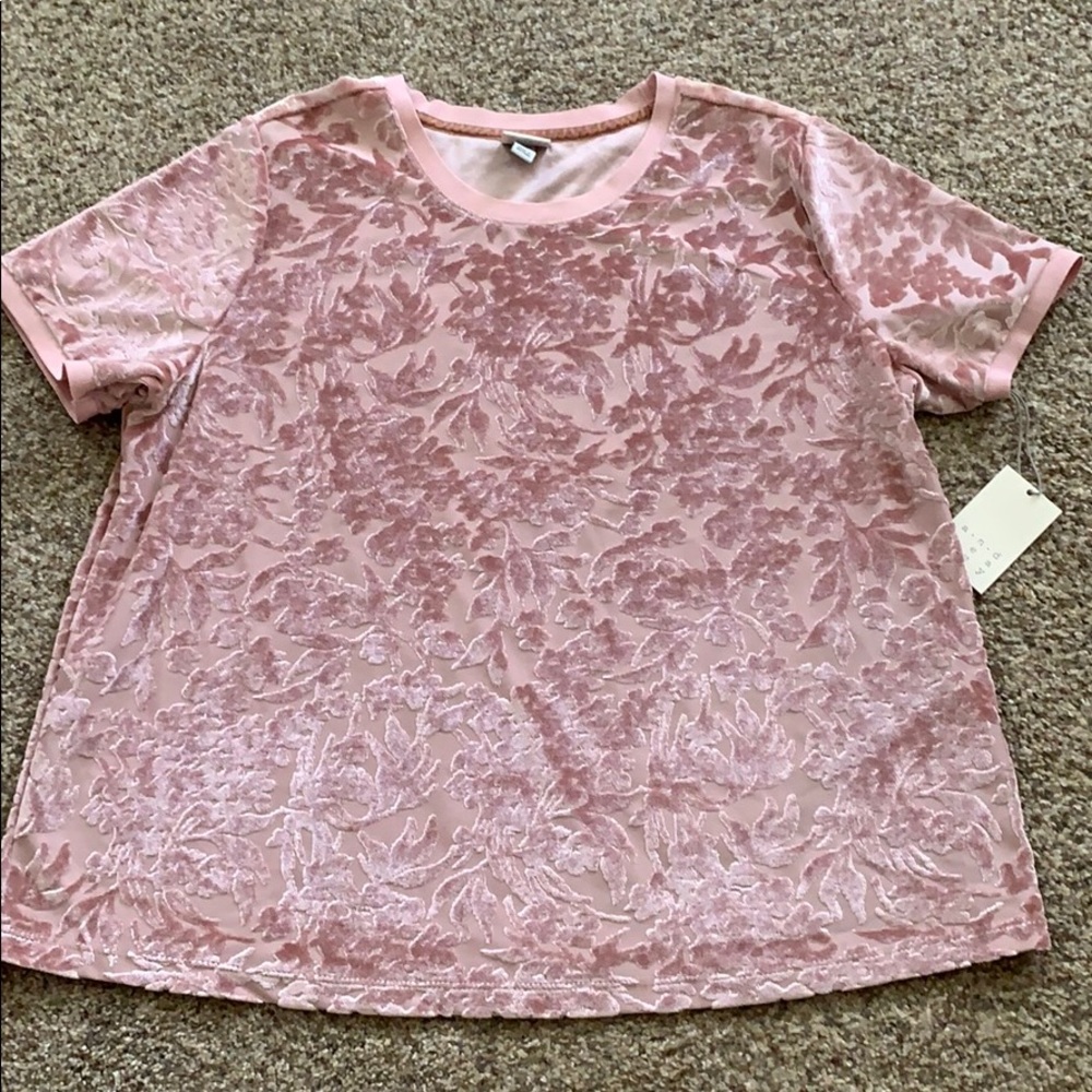 Pretty Crushed Velvet Floral Top NWT